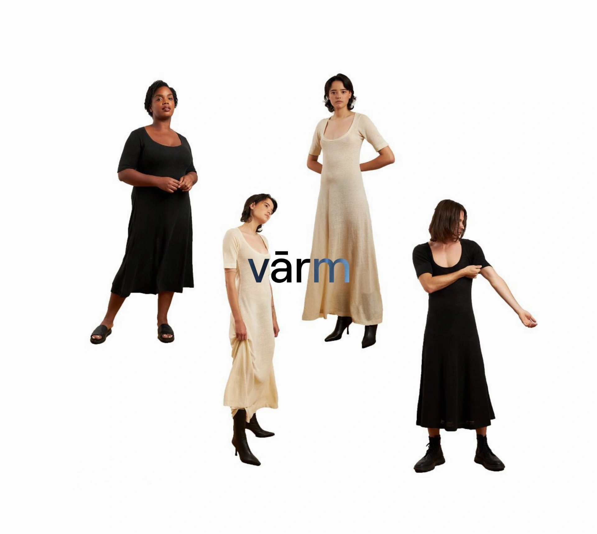 Drei Models tragen Varm-Kleid